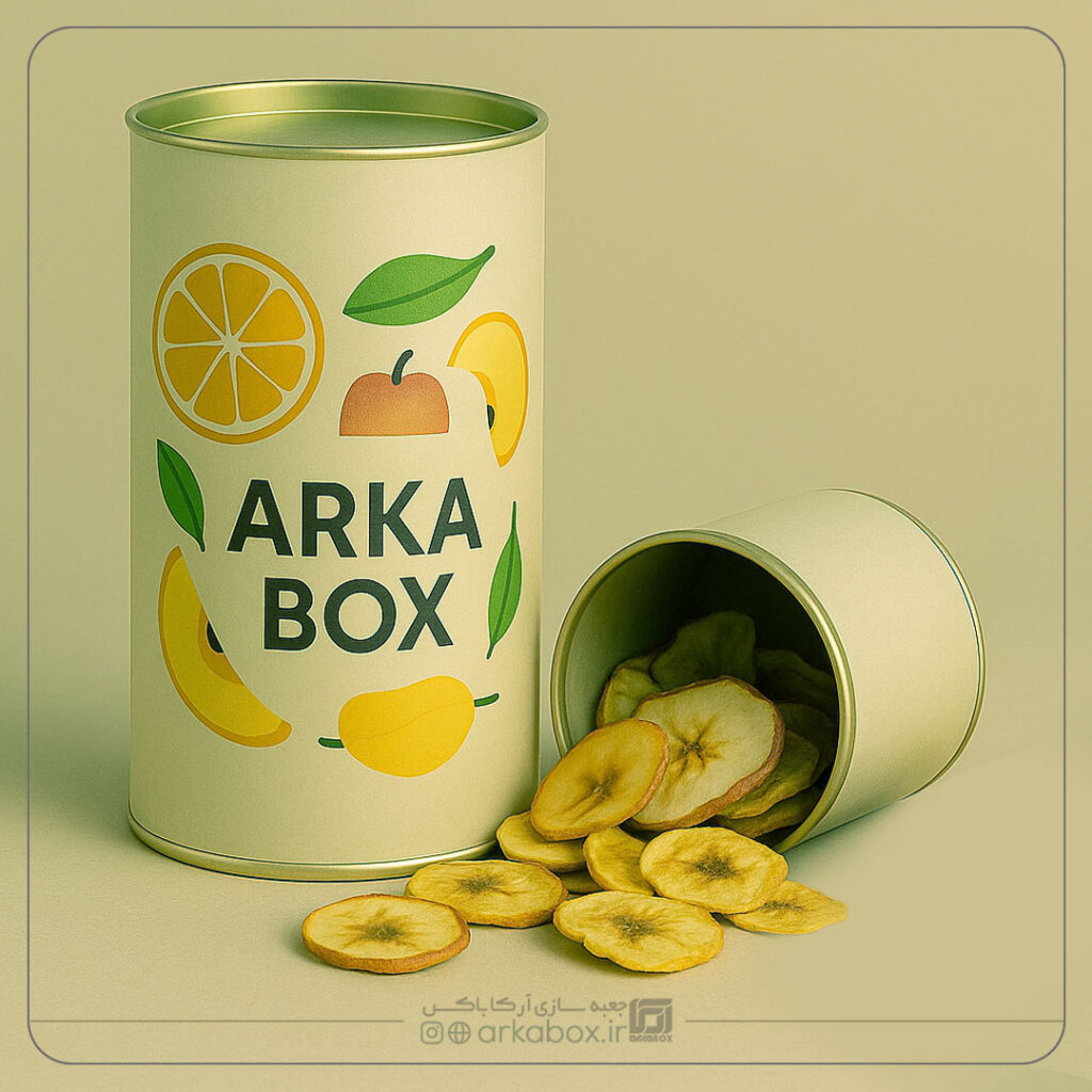 قوطی مقوایی - جعبه استوانه ای بسته بندی میوه خشک با طرح و چاپ اختصاصی